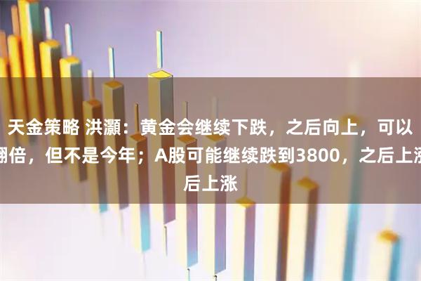 天金策略 洪灝：黄金会继续下跌，之后向上，可以翻倍，但不是今年；A股可能继续跌到3800，之后上涨